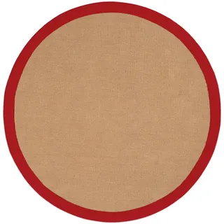 carpetfine Sisalteppich Rund Rot Ø 160 | Moderner Teppich für Wohn- und Schlafzimmer