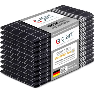 Glart 48GI2 10er Set Geschirrtücher Küchentücher, 50x70 cm, 100% Baumwolle Oeko-TEX Standard 100, grau, fusselfrei, vorgewaschen, Tücher für Küche und Abwasch