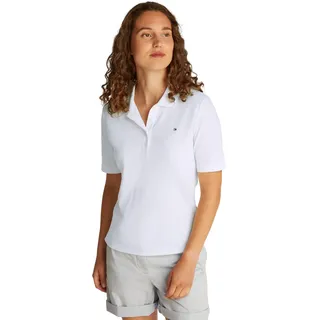 Tommy Hilfiger Damen Poloshirt Kurzarm Regular Fit, Weiß (Ecru), XXL