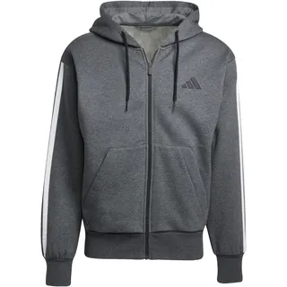 adidas Essential Three Stripes Fleece Kapuzenjacke Herren Dark Grey Heather/Black M