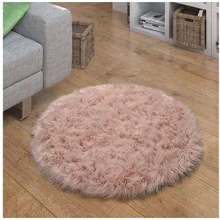 KADIMA DESIGN Teppich waschmaschinenwaschbar Einfarbig Schlafzimmer Hochflor Teppich Shaggy, Rund, Höhe: 64 mm, Florhöhe: 60 mm, Polyester, Rücken aus Baumwolle, Rund, 60D, Rosa rosa Rund | 60 cm x 60 cm x 64 mm