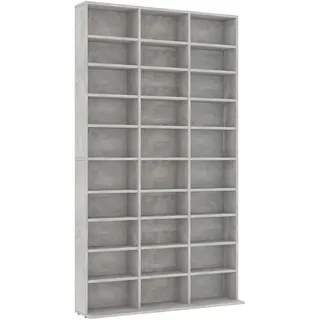vidaXL CD-Regal Regalwand Bücherregal Regal Schrank CD DVD Aufbewahrung Medienregal Standregal Bücherschrank Betongrau 102x16x177,5cm Holzwerkstoff
