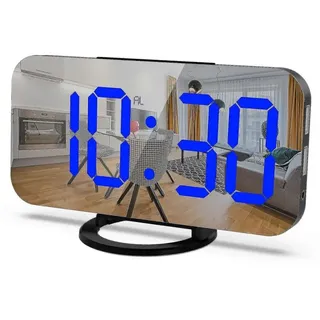 Lauter Wecker Mit Bettvibrator Für Tiefschläfer, Dual-vibrationswecker Mit Usb-ladegerät Für Gehörlose Und Hörgeschädigte (blau Auf Schwarz)