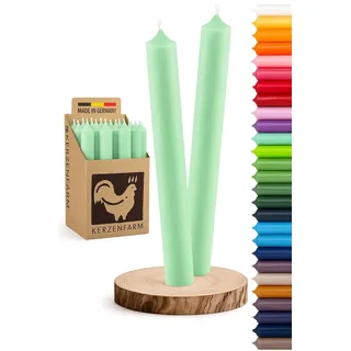 Stabkerzen 10 Stück Tafelkerzen durchgehend gefärbt Spitzkerzen für die Tisch-Deko zur Hochzeit Weihnachten & Party Farbe: Mint/Pastell-Grün Höhe: 18cm