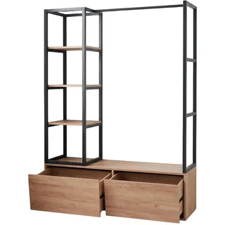 MinteLiv Schmaler Kleiderständer mit 2 Schubladen, 40cm tief, 120x180cm