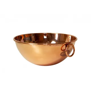 Copper Garden Rührschüssel aus blankem Kupfer I Mittelgroße Handschlagschüssel mit 24 cm Durchmesser I Kupferschüssel mit seitlichem Messinggriff I Vielseitig einsetzbare Schlagschüssel