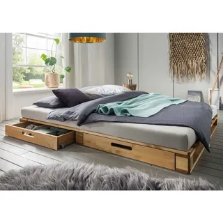 Kiefer Palettenbett mit 14 cm Einstiegshöhe Bettkasten