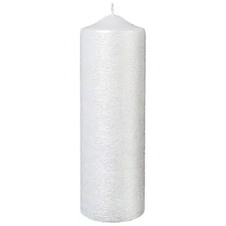 Stumpen Kerze geriffelt Perlmutt gelackt 25 x 8 cm, Kerze zum verzieren von Anlasskerzen, Taufkerzen, Hochzeitskerzen