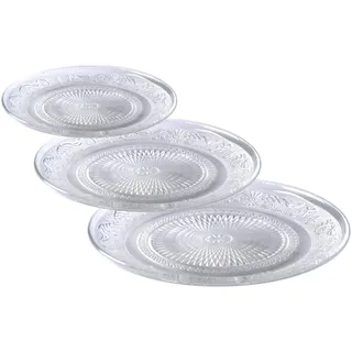 Riya Dekoteller Glas Teller Dekoplatte Kerzentablett Obstteller Platte Design Glasteller Stelia Mit ReliefmusterNeu (klein)