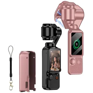Schutzhülle für DJI Osmo Pocket 3, magnetisch, stoßfest, harte PC-Hülle mit Gurt (Rosa)