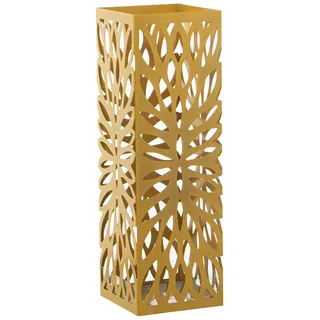 DRW Quadratischer Schirmständer aus Metall in Gold, 15,5 x 15,5 x 49 cm