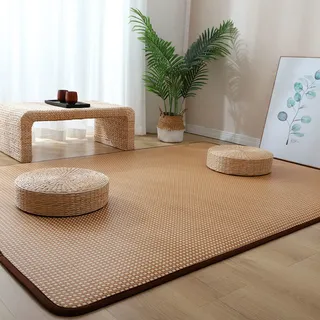 WEKONUMEX Traditionelle japanische Tatami-Matte, Atmungsaktiver Teppich aus natürlichem Rattan, Faltbare Sommer-Schlafmatte(A,160x200cm(63x79inch))