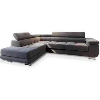 masseno Ecksofa Velours 5-Sitzer Grau