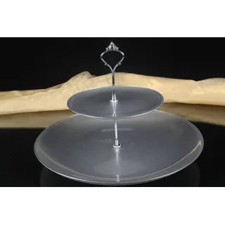 Etagere Glas Silber 2-fach Nostalgie Etagenplatten