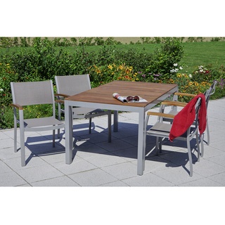 MERXX Gartenmöbel »Naxos«, 6 Sitzplätze, Aluminium/Textil/Akazienholz - grau