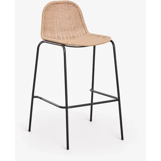 Sklum Reiven Stapelbarer Hoher Gartenhocker Aus Synthetischem Rattan Schwarz ↑75 Cm