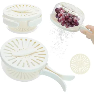FELIXLEO Salatschleuder Salatschleuder Klein 2in1 Mit Sieb Deckel Für Obst Gemüse Weiß, (1-tlg)
