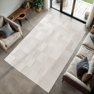 Ayyildiz Teppiche Teppich »DOHA 1651«, rechteckig, 4 mm Höhe, 3D Hoch-Tief-Effekt, weicher Kurzflor, pflegeleicht