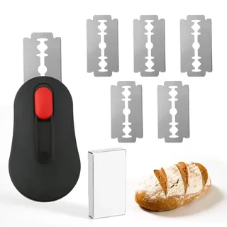 Goktvai Magnetisches Brot Lame, Einziehbares Schiebe Sauerteig Brotlame Teigeinschneidewerkzeug mit 5 Wechselklingen Langlebiger Teigschneider für Backzubehör (Schwarz)