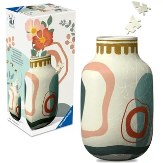 Ravensburger 3D Puzzle Vase beige im abstrakten Design mit integriertem Wasserbehälter - für echte oder künstliche Blumen - Home Deco