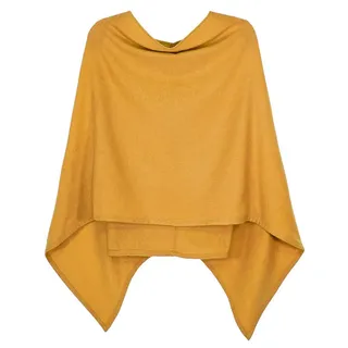 dy_mode Strickponcho Damen Poncho in Unifarben Weiches Strickponcho Cape Herbst Umhang in Unifarbe, Vorne Kurz - Seitlich Lang Schnitt gelb