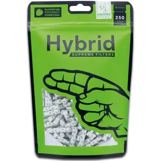 Hybrid Supreme Filters Aktivkohlefilter Aktivkohlefilter, Slim 6,4mm, Weiß, Premium Filter Tips, Hybrid Supreme Filters