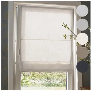 Victoria M. Raffrollo Klemmfix Ivora Premium 160x175cm Elfenbein-Meliert Blickdicht, mit Klemmträger, ohne Bohren, freihängend, Ohne Bohren beige 160 cm x 175 cm