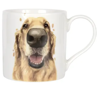 LESSER & PAVEY Golden Retriever Tasse Robert James Hull Tee- und Kaffeetassen für heiße Getränke, feines Porzellan, bedruckte Tassen für Küche und Zuhause, wiederverwendbare Keramikbecher für jeden