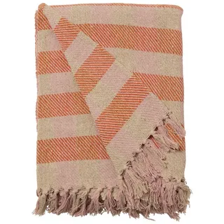 Wohndecke Decke Überwurf Würfel 100% Baumwolle 130x180 cm Skandinavisch, AU Maison, 100% recycelte Baumwolle orange|rosa