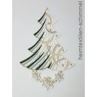 PLAUENER SPITZE ® Fensterbild WEIHNACHTSBAUM Tannenbaum WINTER Stern WEIHNACHTEN