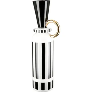 Gilde Bodenvase Pomposo (schwarz, weiß), B:11cm H:48cm T:11cm Ø:11cm, Keramik, Vasen