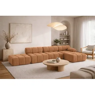 kaiser möbel Eckcouch Velours 3-Sitzer Dunkelbeige