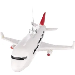 BRUBAKER Flugzeug - Weihnachtskugel aus Glas - Handbemalt und Mundgeblasen | Christbaumschmuck Lustig - Christbaumkugel Figuren Weihnachtsdeko Anhänger - Deko Baumkugel