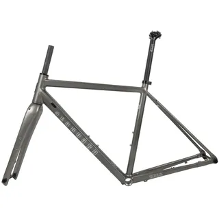 BSFHQS Gravel Rennrad Rahmenset 700C Scheibenbremse 44cm 47cm 50cm 53cm 56cm Aluminiumlegierung Fahrrad Rahmen Steckachsenrahmen F12*100MM R12*142MM Kohlefaser Gabeln(Silver Gray,50cm)