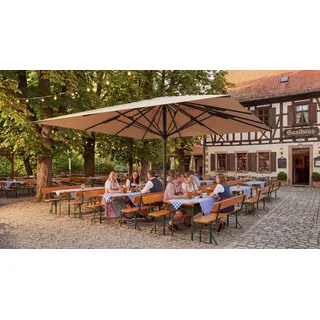 Endo-Moebel Marktschirm Gastronomie Sonnenschirm XXL-Schirm Marktschirm 5x5m Poly/Alu creme