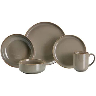 Novel Kombiservice Marbella, Braun, Keramik, 20-teilig, Uni, 410 ml,700 ml, Lfgb, lebensmittelecht, Essen & Trinken, Geschirr, Geschirr-Sets, Kombiservice
