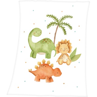 Babydecke BABY BEST "Dinos" Wohndecken Gr. B/L: 75 cm x 100 cm, weiß Decken mit liebevollem Motiv, Kuscheldecke
