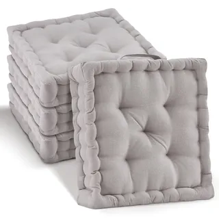 Beautissu Sitzkissen 40 x 40 x 8 cm Taupe 4-tlg.