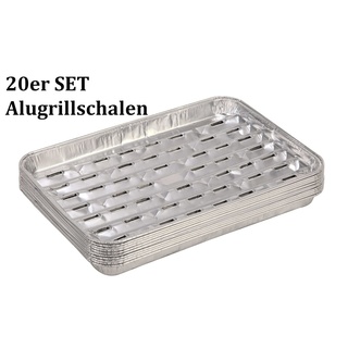Tepro Aluminium Grillschalen BBQ Grillschale 34x23 cm eckig 20er-Set Fettscha...