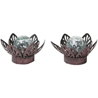 NORTHPOINT Dekoleuchte Glas/Metall 16,5 x 8,0 cm 2er Set braun