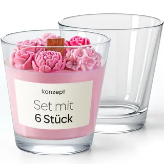 KONZEPT Kerzengläser 180 ml, 8×7 cm – 6er Set kleine Gläser für Kerzen, Teelichthalter Glas, ideal für Teelichter, Dekoration & DIY-Kerzen