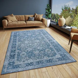 Teppich HANSE HOME "Aseno" Teppiche Gr. B/L: 160 cm x 235 cm, 6 mm, 1 St., blau Orientalische Muster Vintage, Orientalisch,Wohnzimmer, Flur, Anti-Slip Rücken, Klassisch