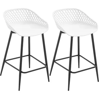 WOLTU Barhocker 2er Set, mit hohler Rückenlehne, PP-Kunststoff, Weiß | Barstuhl mit breiten Sitzfläche, Bistrostuhl mit Fußstütze, Küchenstuhl für Küche Hausbar
