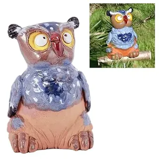 Midene Gartenstecker Keramik Handgefertigt - Gartendeko für Draußen Wetterfest - Garten Deko Keramik - Gartenfiguren & Gartenstatuen - Eule