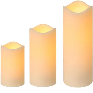 Bock op Kölle LED Kerzen für Außen 3er Set mit Timer – Wetterfeste Outdoor Echtwachs-Optik Kerzen, warmweiß flackernde Flamme, Batteriebetriebene Deko für Garten, Balkon & Laterne
