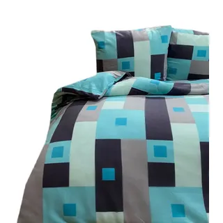 Buymax Bettwäsche Fleece Bettwäsche Winterbettwäsche London, Fleece, 3 teilig, 200x220 cm, Bettbezug Set, kuschelig warm, Karo-Muster, Türkis Grau blau|grau