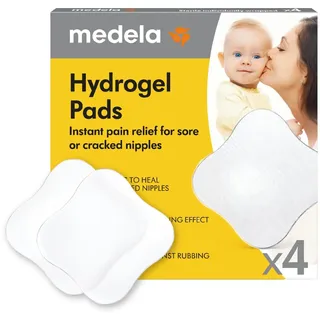 Medela Hydrogel Pads – Linderung und Kühlung für wunde oder rissige Brustwarzen – Steril, einzeln verpackt – 4er Pack