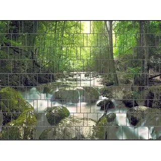 Zaundruck – Sichtschutzstreifen für Doppelstabmattenzaun, Zaunstreifen, Sicht- & Windschutz, wetterfest & UV-beständig, Rolle, PVC frei (Wasserfall)