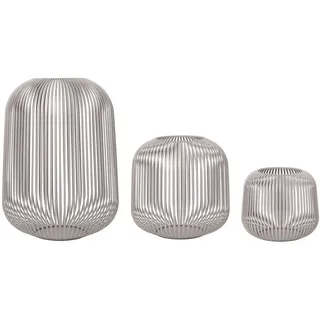 blomus Windlicht -LITO- 3er Set Laterne, Windlicht, Kerzenhalter (SET, 3 St., SIZE S,M,L), pulverbeschichtete Stahlstreben silberfarben