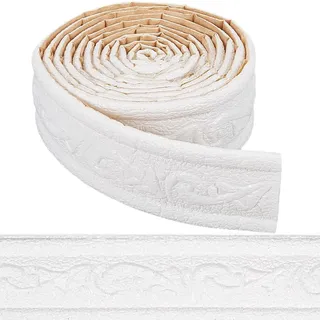 CRASPIRE 90 x 1.7-Zoll-Formteil, Abziehen Und Aufkleben, Flexible Schaumstoffverkleidung, Selbstklebende Tapetenbordüre, Weiße Sockelaufkleber, 3D-Klebbare Dekorative Wandkanten Schaumstoff-Fußleisten